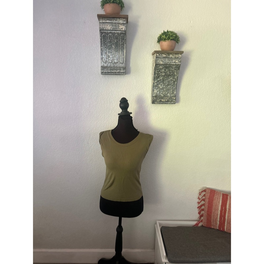 Intimately Free People Olive Green Muscle Tank Top M/L Crew Neck Sleeveless